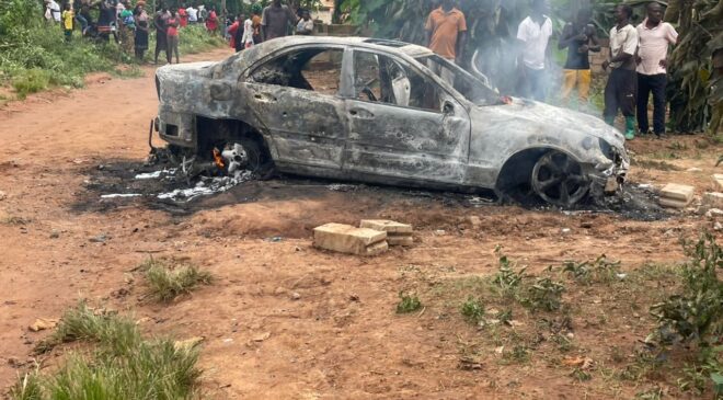 Angry youth set properties ablaze after a shooting incident at Deti in Volta Region