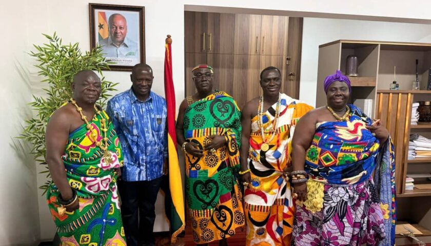Nzema chiefs pay courtesy call on Lands Minister Emmanuel Armah Kofi Buah